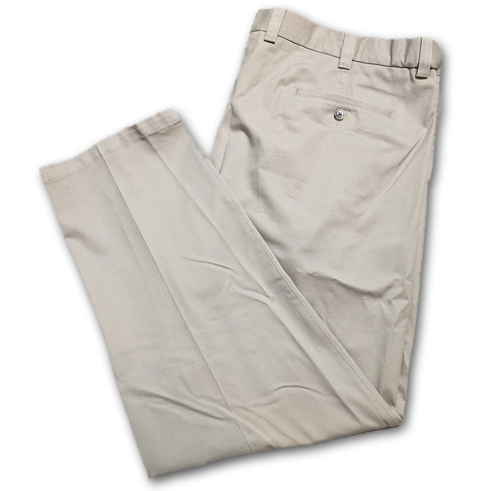 Oak Hill Premium Pant Mens 48x32 Khaki Big & Tall Cotton Blend Stretch Pleated